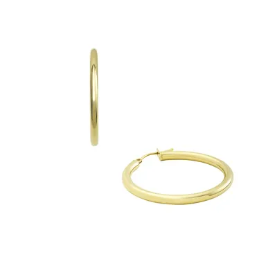 9K Gold Tube Creoles Hoop Earrings