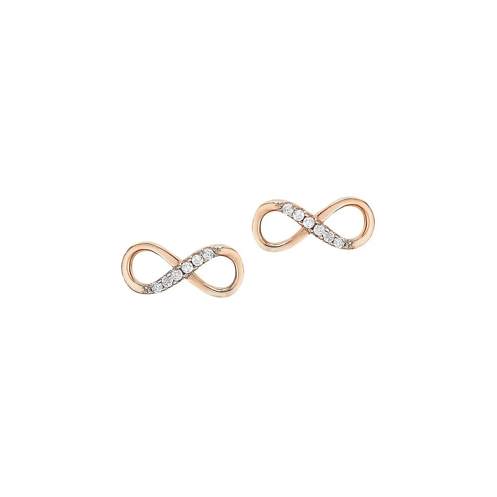 Rose Goldplated Sterling Silver & Cubic Zirconia Infinity Earrings