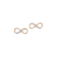 Rose Goldplated Sterling Silver & Cubic Zirconia Infinity Earrings