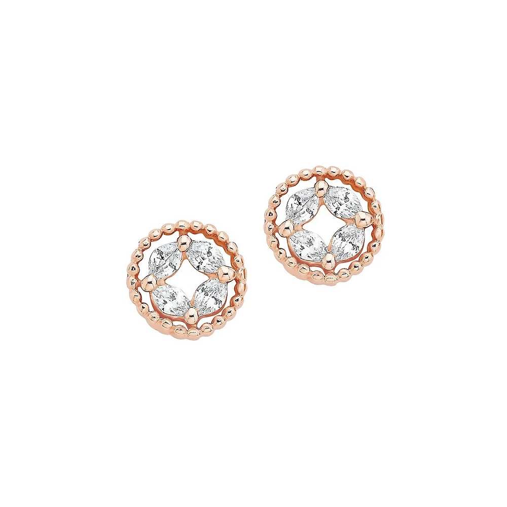 Main Rose Goldtone Sterling Silver & Cubic Zirconia Stud Earrings