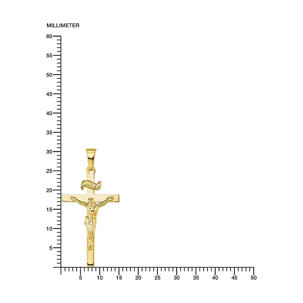 Shiny 14K Yellow Gold Cross Pendant