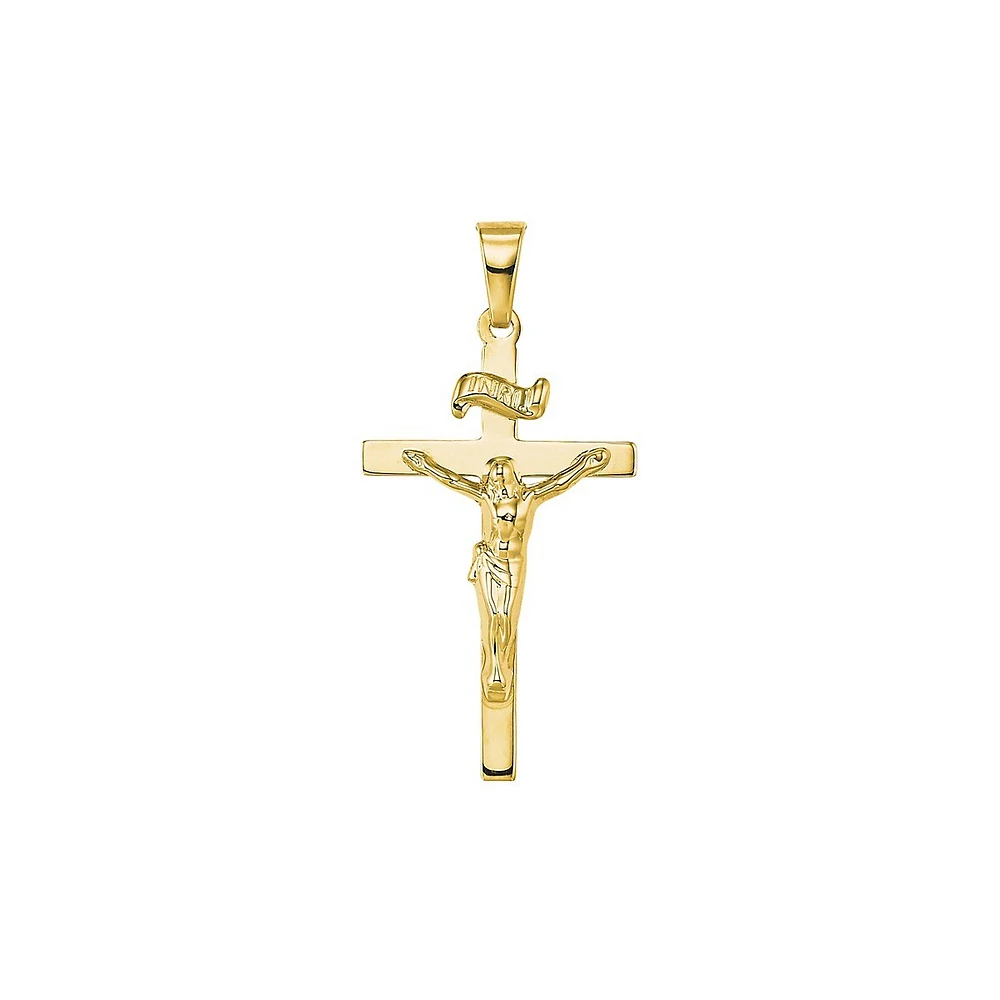 Shiny 14K Yellow Gold Cross Pendant