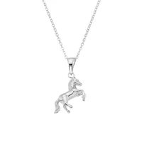 Kid's Rhodium-Plated Sterling Silver Horse Pendant Necklace