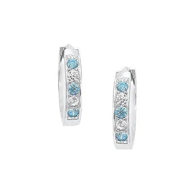 Kid's Rhodium-Plated Sterling Silver & Cubic Zirconia Creole Earrings