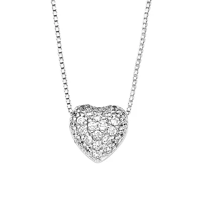 Rhodium-Plated Sterling Silver & White Cubic Zirconia Pendant Necklace