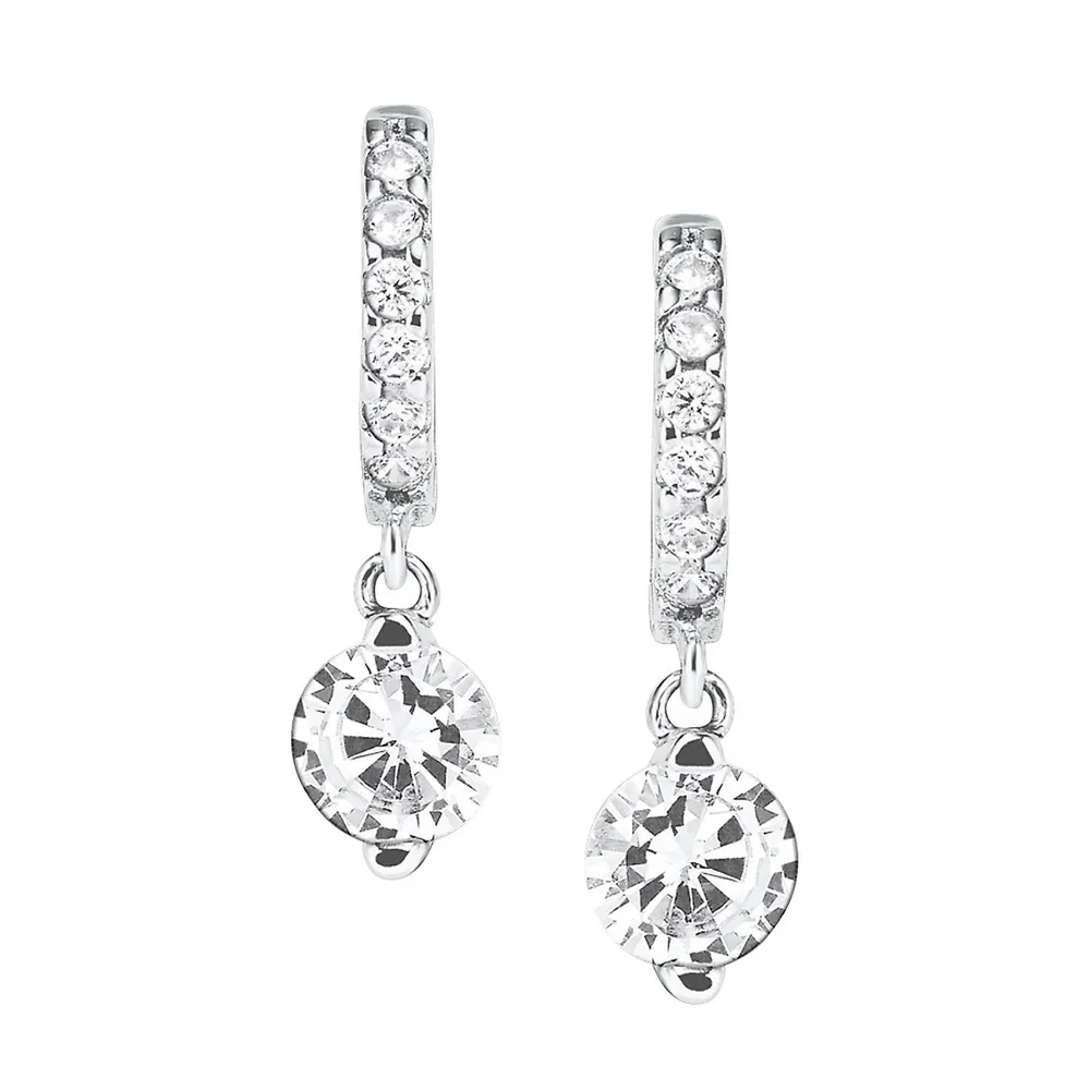 Rhodium-Plated Sterling Silver & Cubic Zirconia Earrings