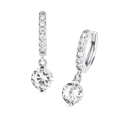 Rhodium-Plated Sterling Silver & Cubic Zirconia Earrings