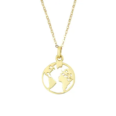 9K Yellow Gold Globe Pendant Necklace
