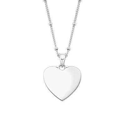 Rhodium-Plated Sterling Silver Heart Pendant Necklace