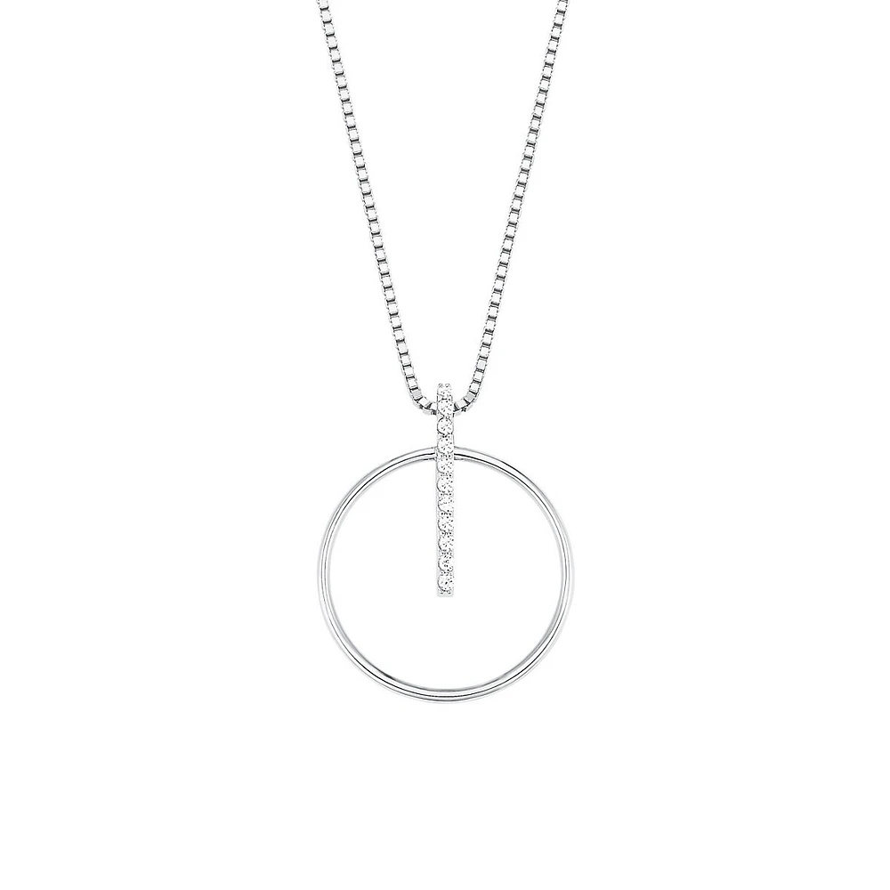 Rhodium-Plated Sterling Silver & White Cubic Zirconia Pendant Necklace