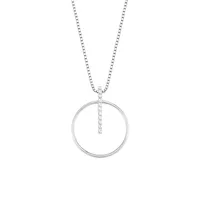 Rhodium-Plated Sterling Silver & White Cubic Zirconia Pendant Necklace