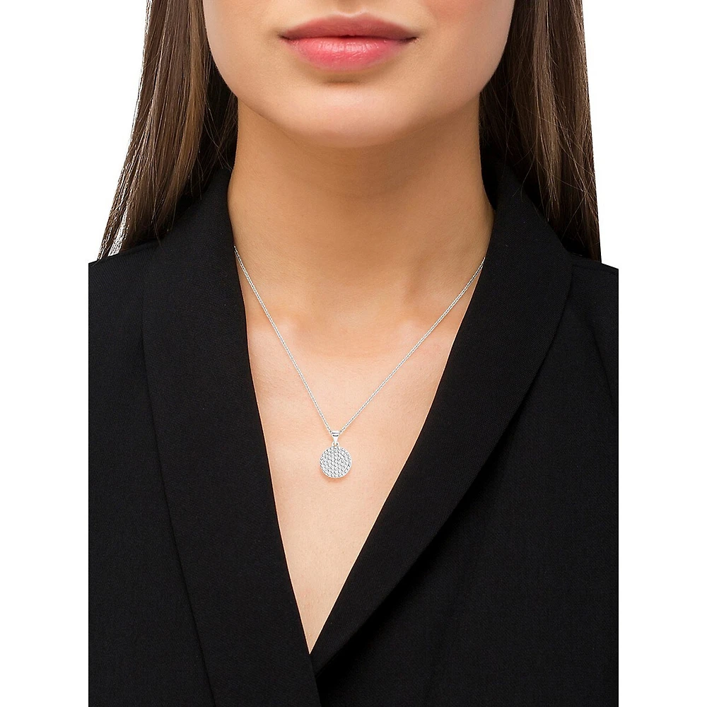 Rhodium-Plated Sterling Silver & Cubic Zirconia Pendant Necklace