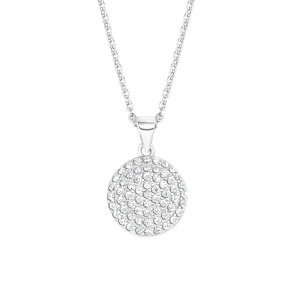 Rhodium-Plated Sterling Silver & Cubic Zirconia Pendant Necklace