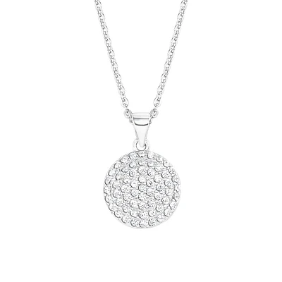 Rhodium-Plated Sterling Silver & Cubic Zirconia Pendant Necklace