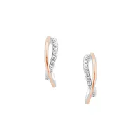 Rhodium-Plated & Rose Goldplated Sterling Silver & Cubic Zirconia Creoles Earrings
