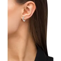 Rhodium-Plated & Rose Goldplated Sterling Silver & Cubic Zirconia Creoles Earrings