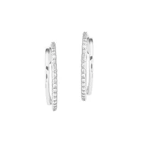 Rhodium-Plated Sterling Silver & Cubic Zirconia C-Hoop Earrings