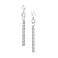 Rhodium-Plated Sterling Silver & Cubic Zirconia Drop Earrings