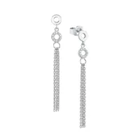 Rhodium-Plated Sterling Silver & Cubic Zirconia Drop Earrings