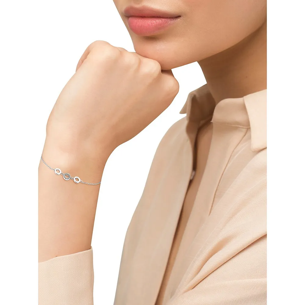 Rhodium-Plated Sterling Silver & Cubic Zirconia Basic Bracelet