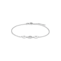 Rhodium-Plated Sterling Silver & Cubic Zirconia Basic Bracelet