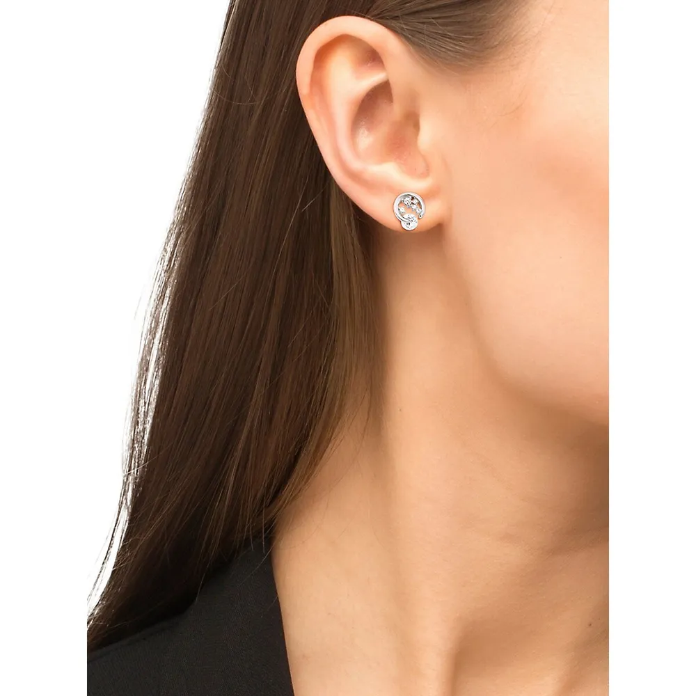 Rhodium-Plated Sterling Silver & Cubic Zirconia Stud Earrings