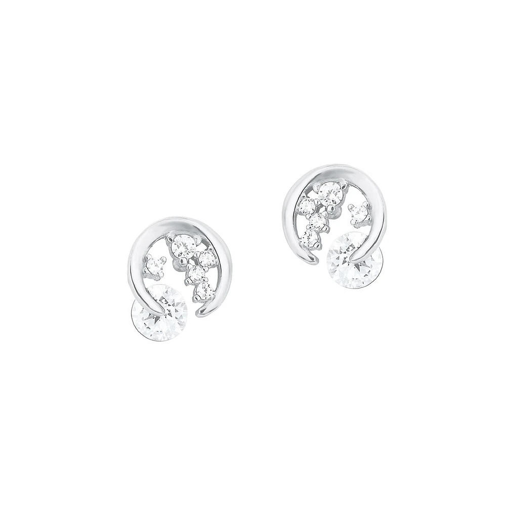 Boutons d'oreilles en argent sterling rhodié avec cristaux