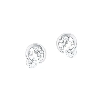 Rhodium-Plated Sterling Silver & Cubic Zirconia Stud Earrings
