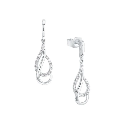 Pendants d'oreilles en argent sterling rhodié avec cristaux