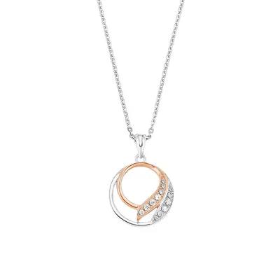 Rose Goldplated Sterling Silver & Cubic Zirconia Pendant Necklace