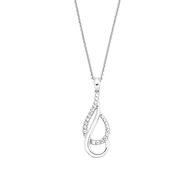 Rhodium-Plated Sterling Silver & White Cubic Zirconia Pendant Necklace
