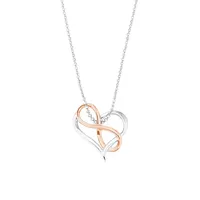 Rhodium-Plated & Rose Goldplated Sterling Silver Heart & Infinity Pendant Necklace