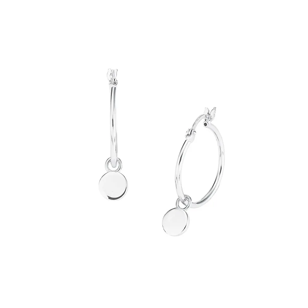 Rhodium-Plated Sterling Silver Coin Pendant Earrings