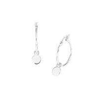 Rhodium-Plated Sterling Silver Coin Pendant Earrings