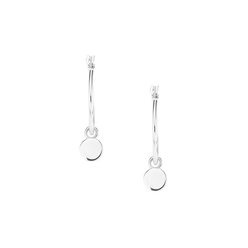 Rhodium-Plated Sterling Silver Coin Pendant Earrings