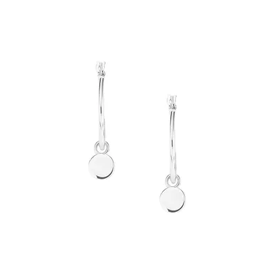 Rhodium-Plated Sterling Silver Coin Pendant Earrings