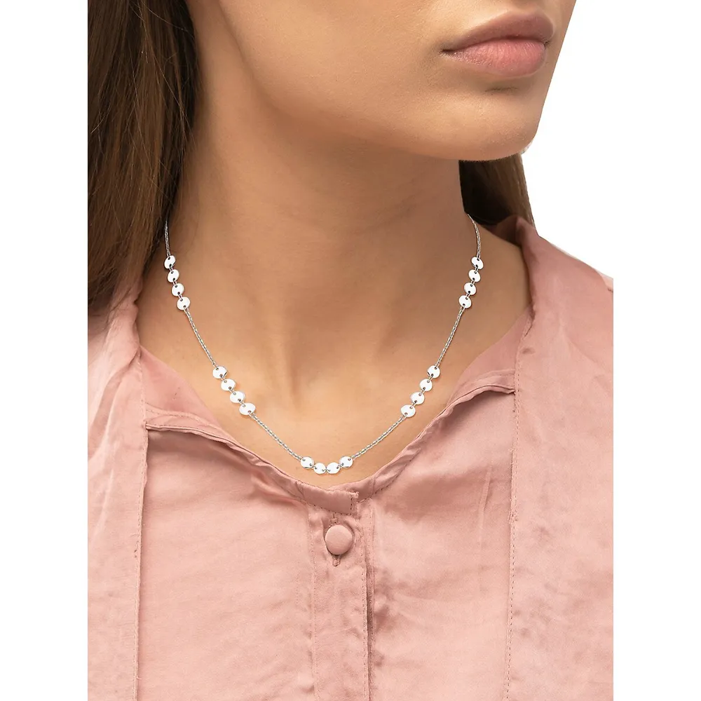 Rhodium-Plated Sterling Silver Station Necklace