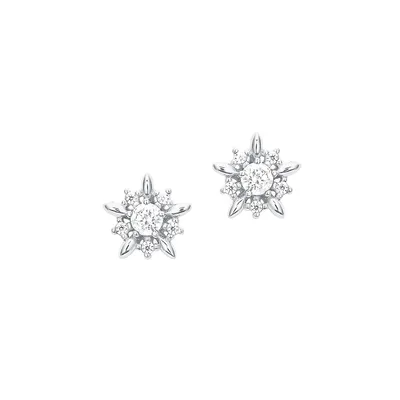 Rhodium-Plated Sterling Silver & White Cubic Zirconia Stud Earrings