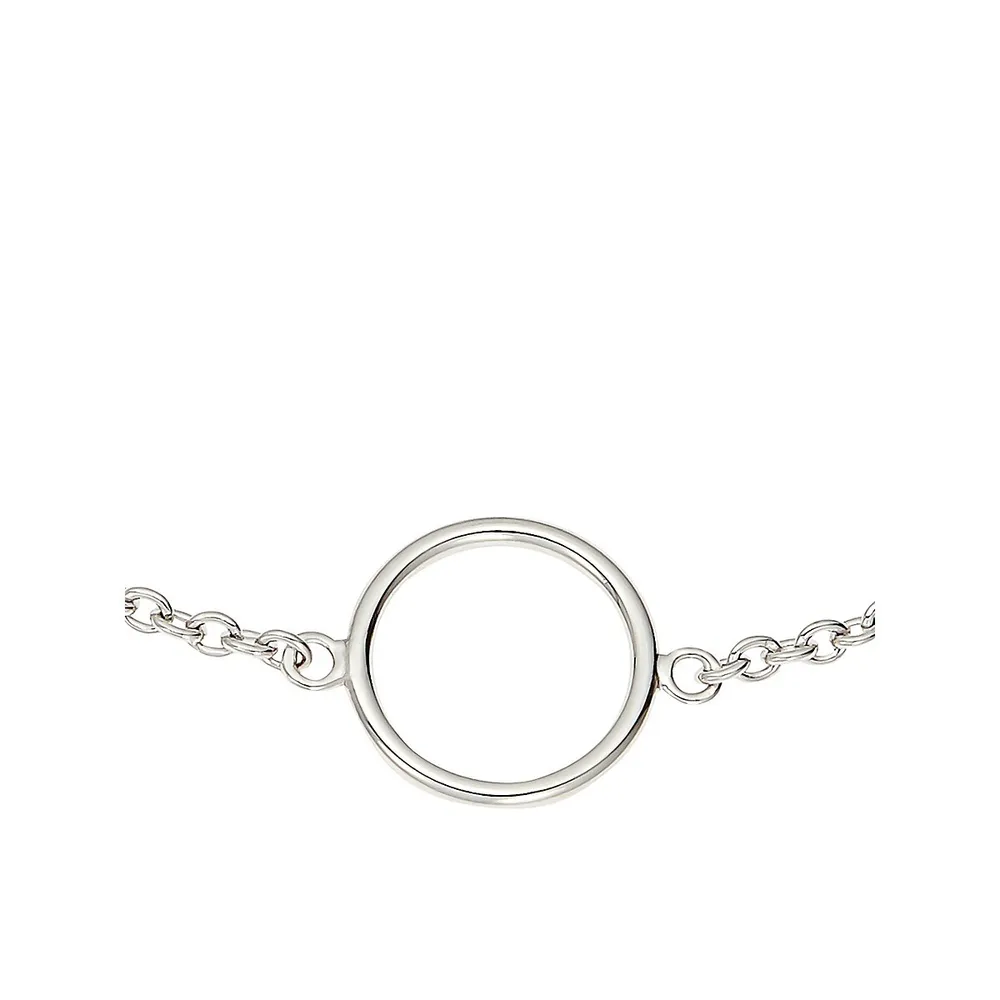 Rhodium-Plated Sterling Silver Chain Bracelet - 6.29"