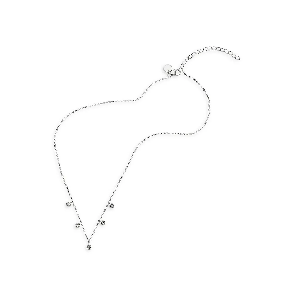 Sterling Silver & White Cubic Zirconia Chain Pendant Necklace