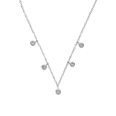 Sterling Silver & White Cubic Zirconia Chain Pendant Necklace