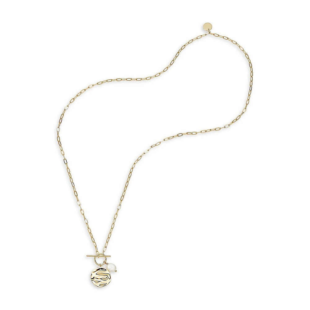 Disc & Pearl Pendant Necklace