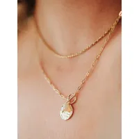 Disc & Pearl Pendant Necklace