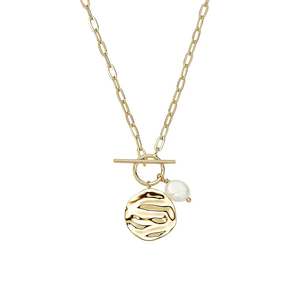 Disc & Pearl Pendant Necklace