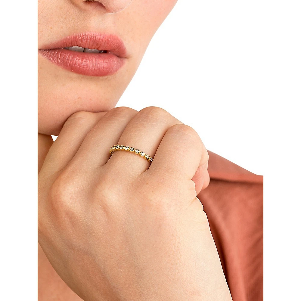 Goldplated Sterling Silver & Cubic Zirconia Bezel Ring