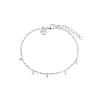 Sterling Silver Beaded Bracelet - 6.29"