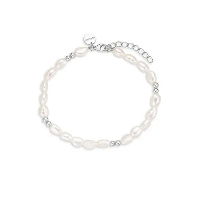 Main Collection Sterling Silver & 4MM x 7MM Pearl Bracelet