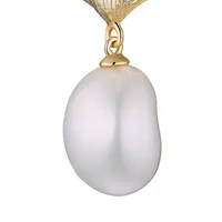 Main IP Goldplated Sterling Silver & 9MM Cultured Pearl Drop Seashell Earrings