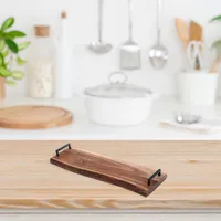 Acacia Wood Live Edge Serving Board With Iron Handles