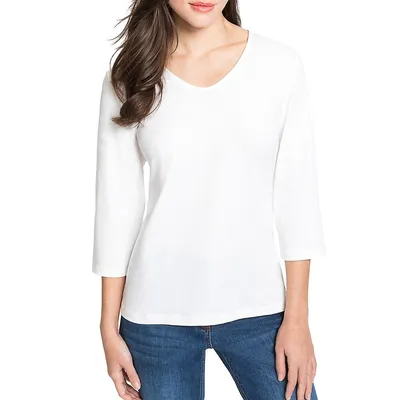 Three Quarter-Sleeve V-Neck Shirt